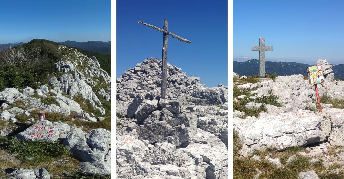The summits of Crni Vrh, Fratar, and Obruč 2016.