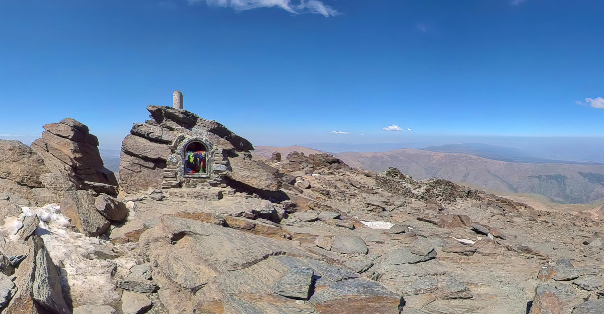 The summit of Mulhacén, Sierra Nevada, highest mountain in European Spain.