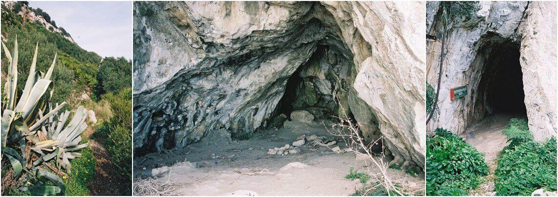 Left: Mediterranean Steps. Centre: Goat's Hair Cave. Right: Tunnel Enterance.