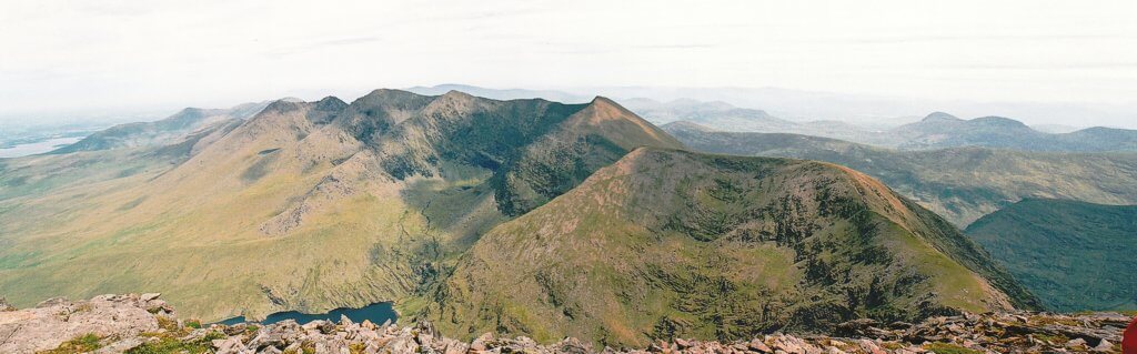 The eastern half of the Macgillicuddy's Reeks as seen from Carrountoohil.