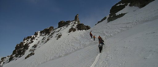 Approaching the summit of Gran Paradiso, highest mountain entirely in Italy.