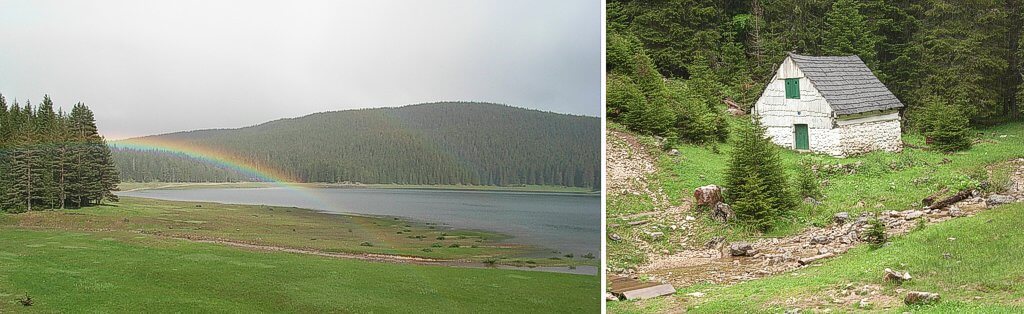 Rainbow over Crno Jezero, and Jaksica Mlin on Mlinski Potok