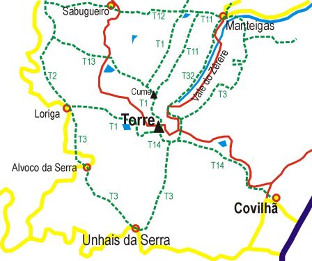 Overview of routes to Torre.